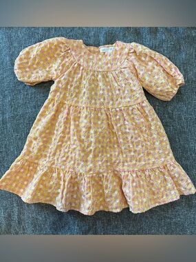 Zara Yellow and Pink Floral Eyelet Dress